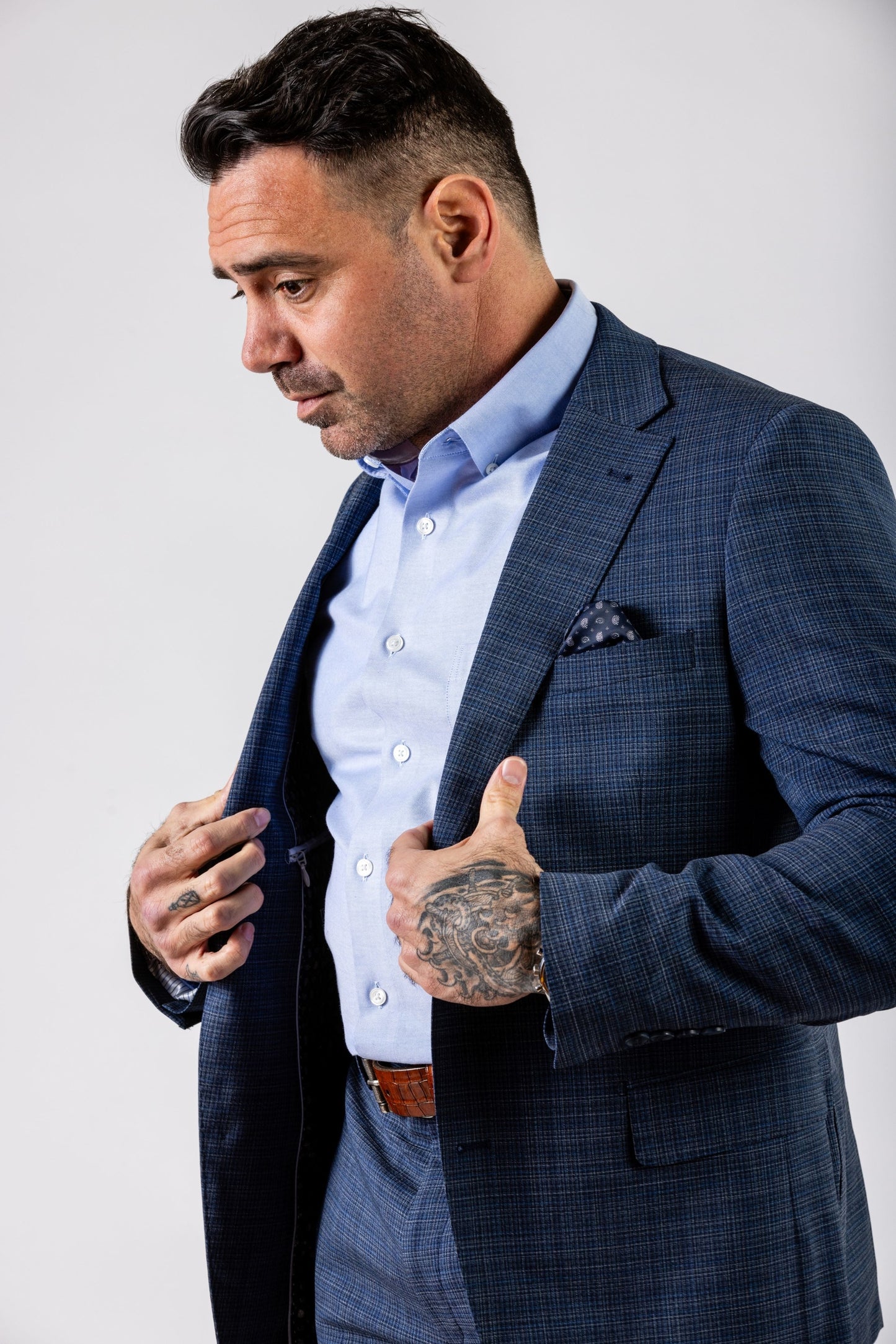 Wool Motion Suit - Blue Check
