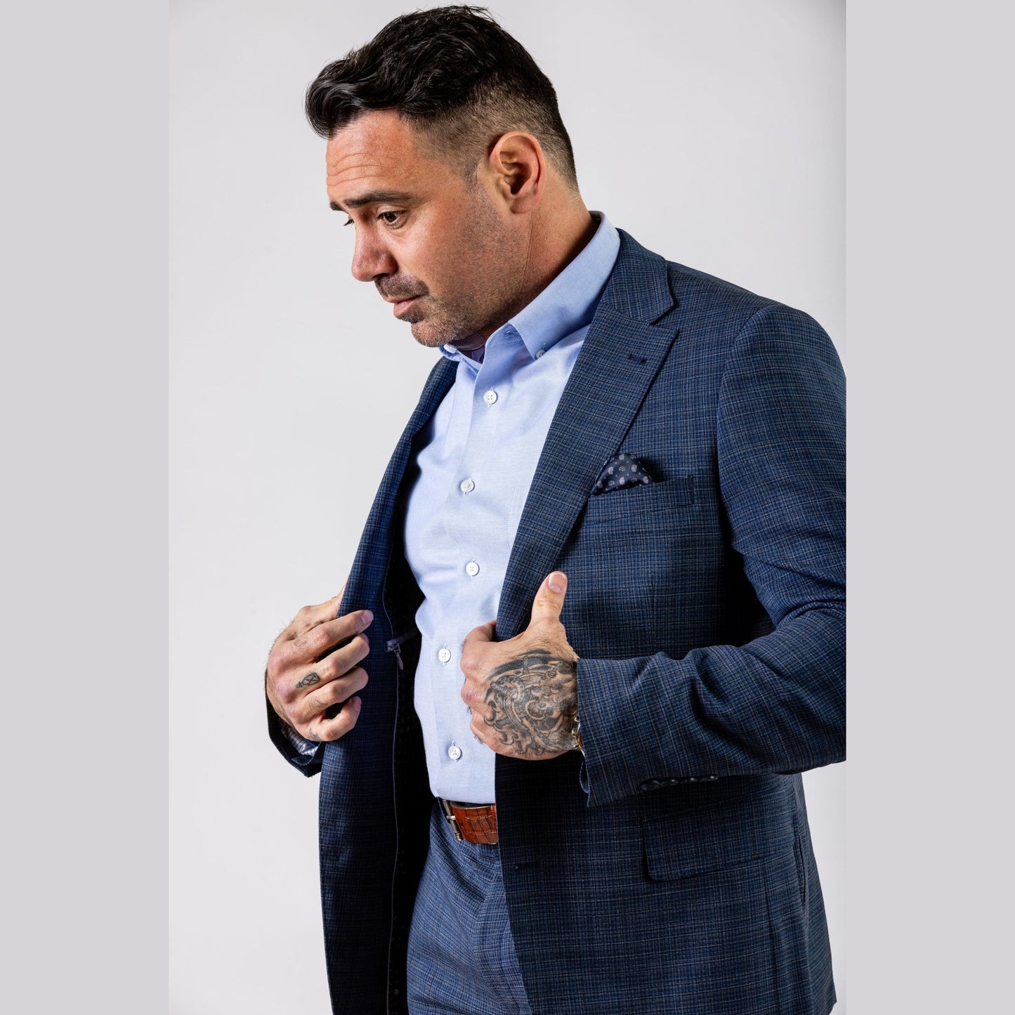 Wool Motion Suit - Blue Check