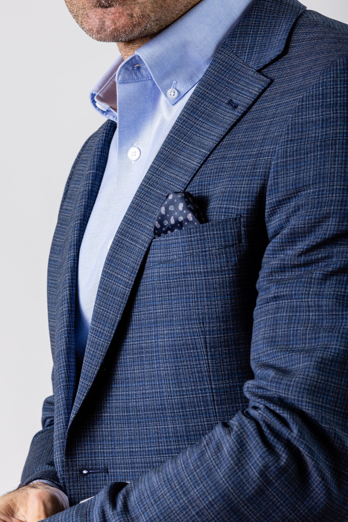 Wool Motion Suit - Blue Check
