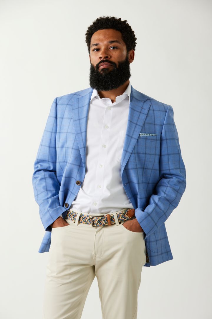 Light Blue Windowpane Wool Sport Coat