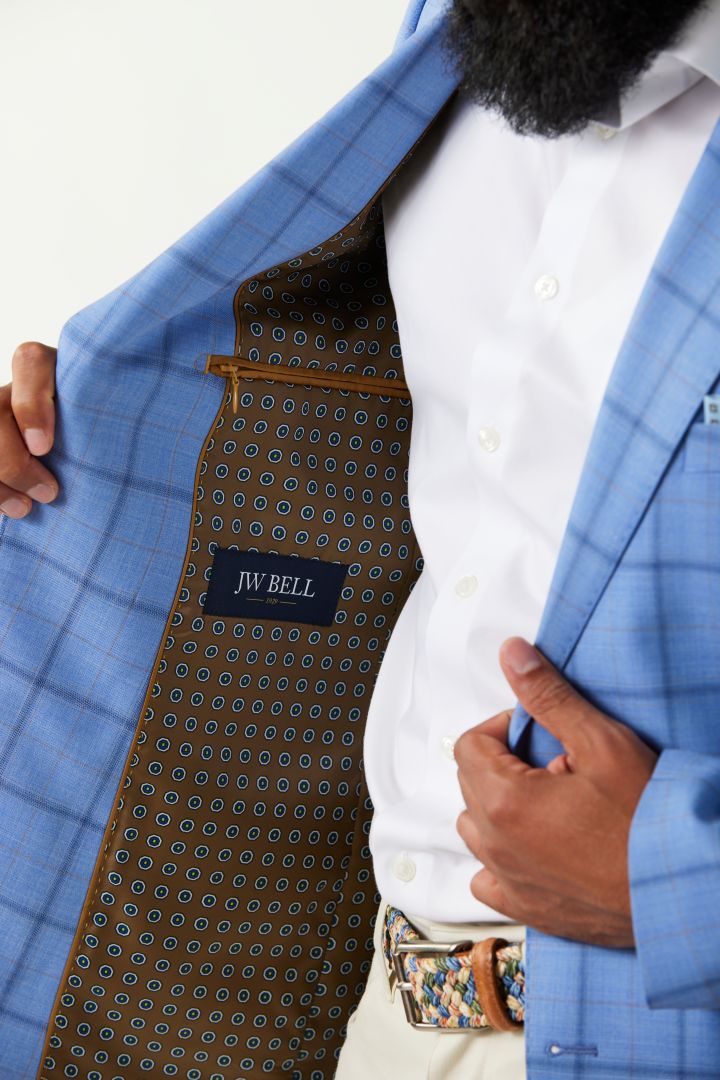 Light Blue Windowpane Wool Sport Coat
