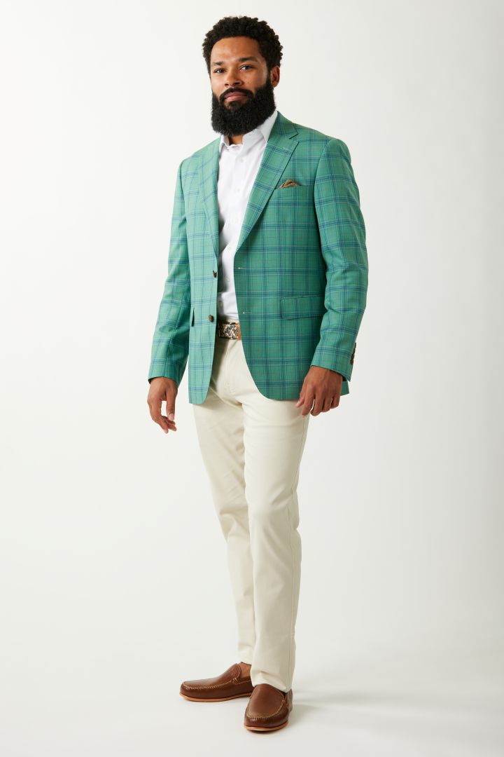 Green Plaid Wool Sport Coat