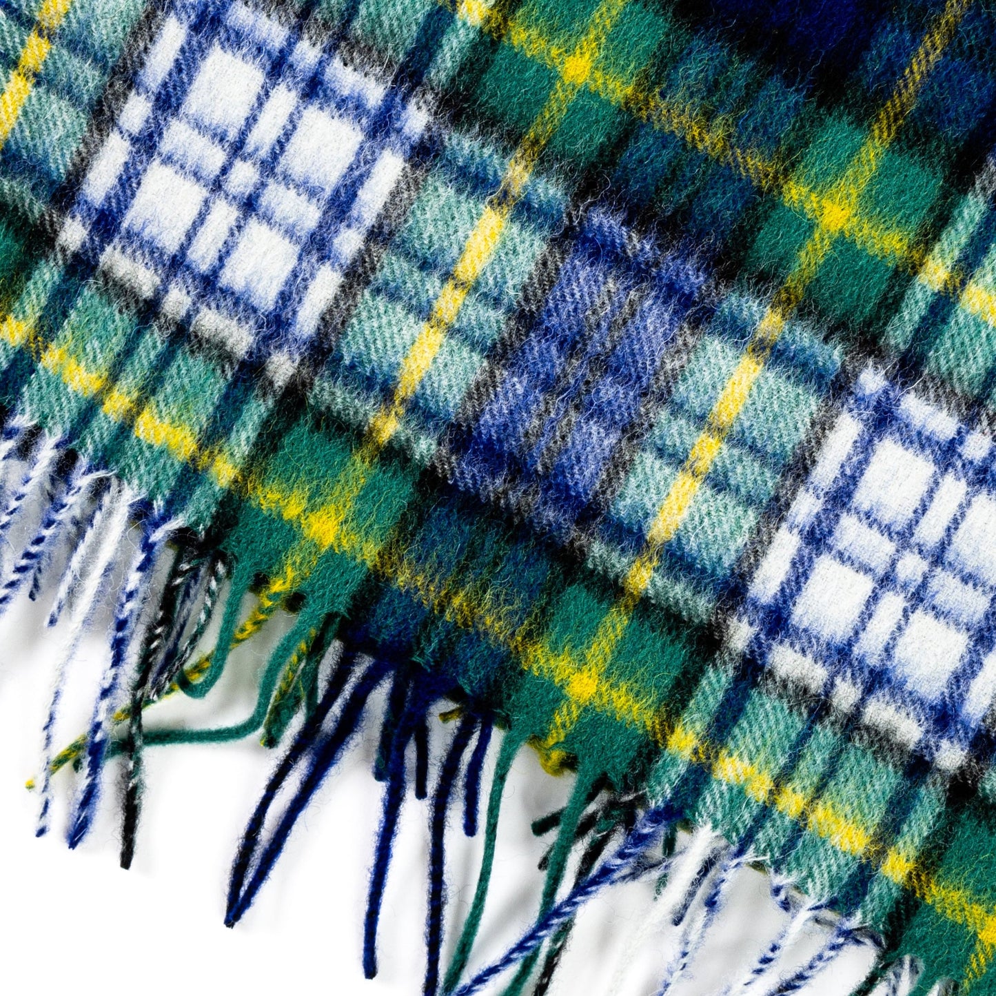 Lambswool Navy & Green Plaid Scarf