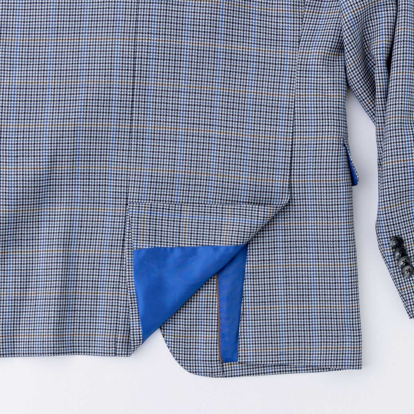 Blue & Grey Houndstooth Check Wool Sport Coat