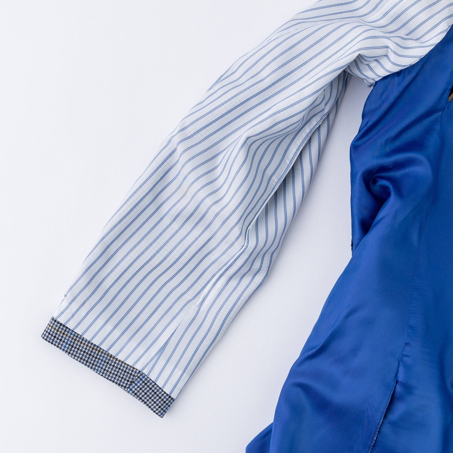 Blue & Grey Houndstooth Check Wool Sport Coat