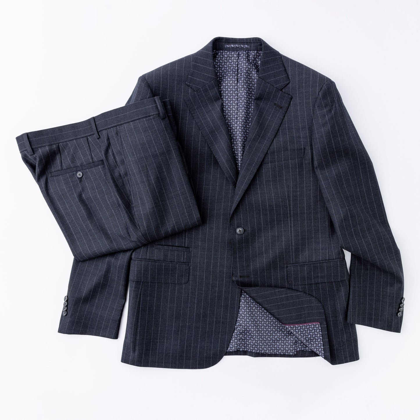 Wool Motion Suit - Grey Pinstripe