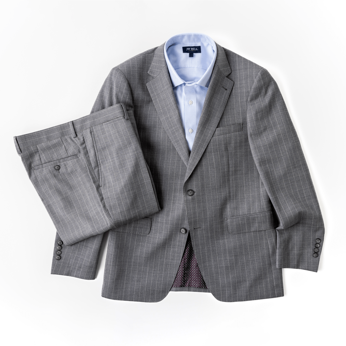 JW Bell Light Grey Stripe 2-Button Suit JW BELL JW Bell Light Grey Stripe 2-Button Suit JW BELL