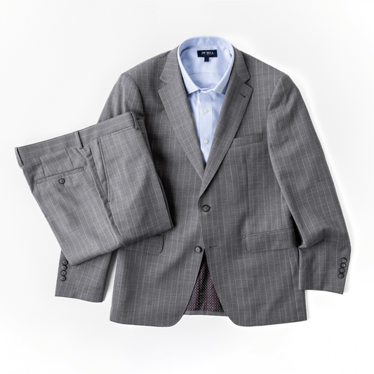 Wool Motion Suit - Light Grey Pinstripe