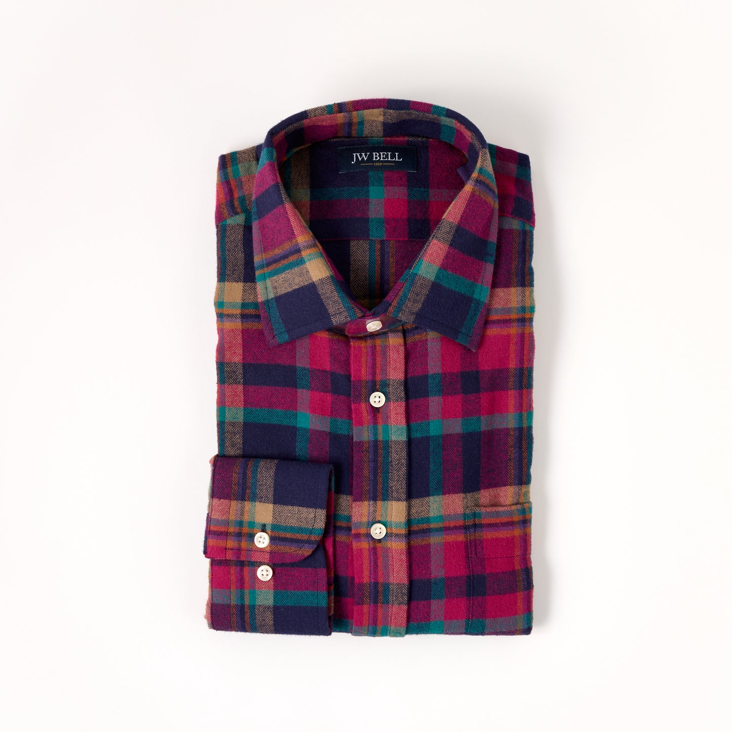 1929 Luxe Cotton Long-Sleeve Sport Shirt Spread Collar
