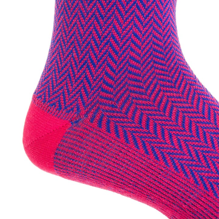 Magenta and Cobalt Blue Herringbone Merino Wool Sock