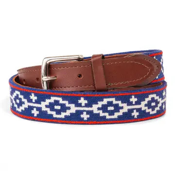 Navy Blue Miniature Lattice Needlepoint Belt