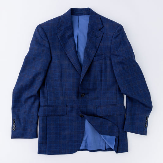 Navy Plaid Wool Sport Coat