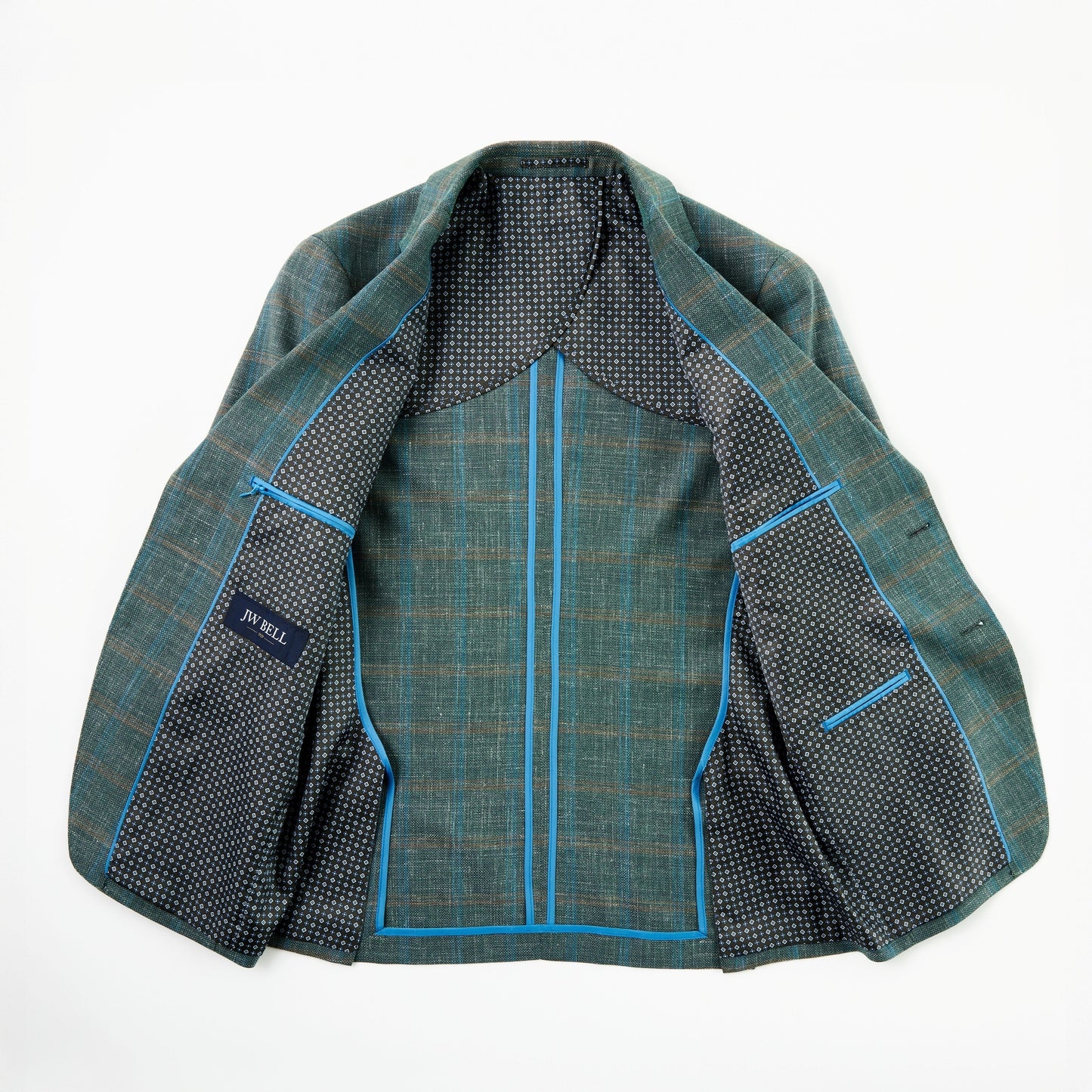 Green Windowpane Wool, Silk & Linen Sport Coat
