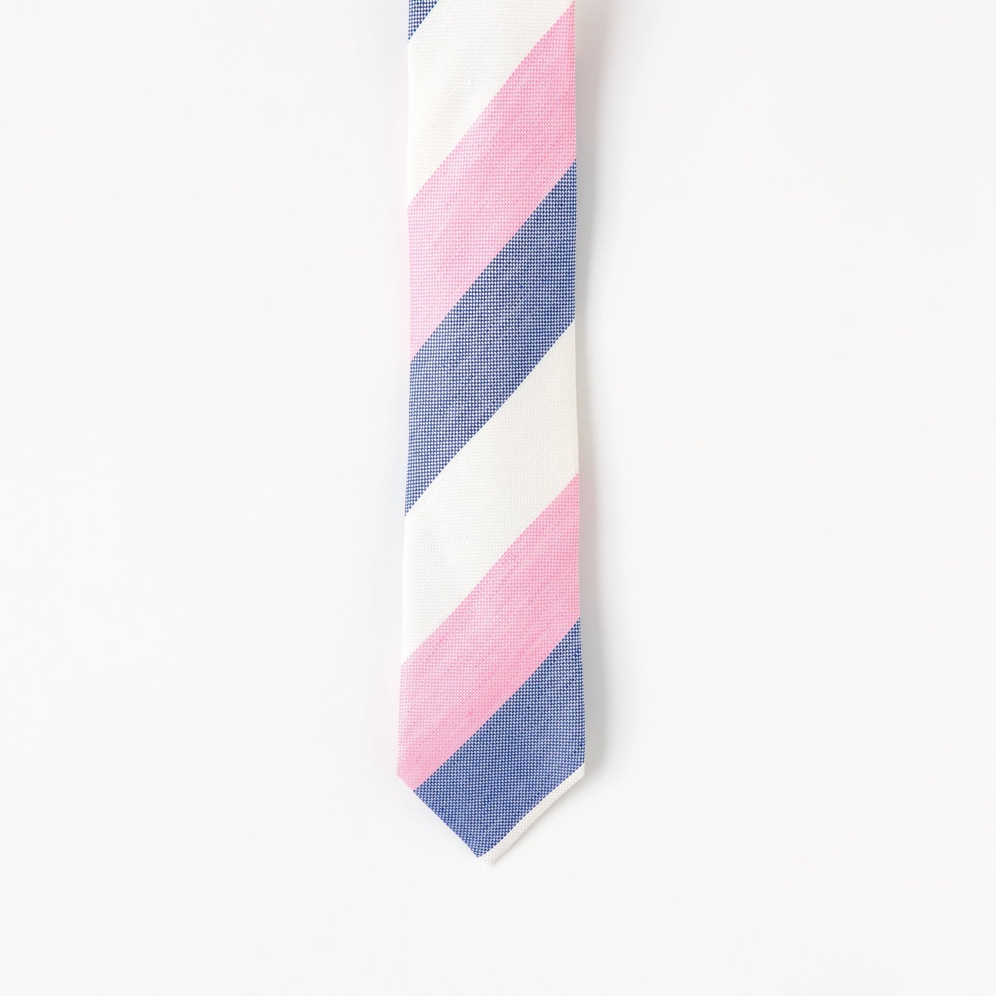 1929 British Luxe Wide Bold Tri-Stripe Silk and Linen Tie