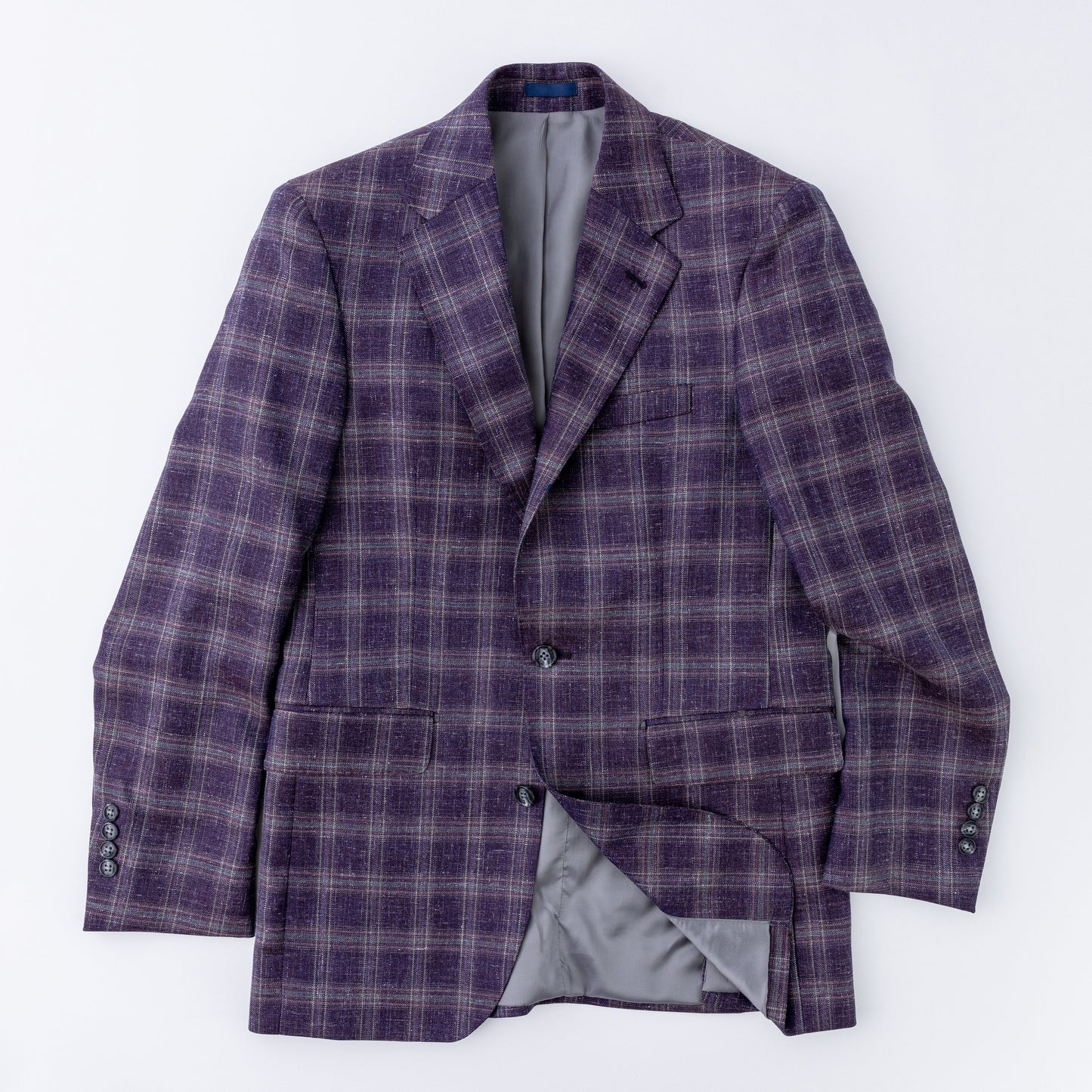 Purple Plaid Wool, Linen & Silk Sport Coat