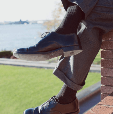 Boardroom Socks - Black Merino Wool Over the Calf
