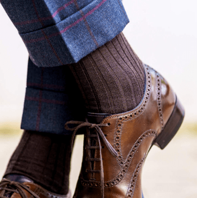 Boardroom Socks - Brown Merino Wool Over the Calf