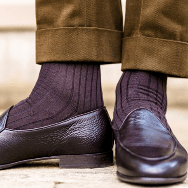 Boardroom Socks - Brown Pima Cotton Mid Calf