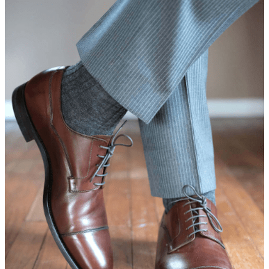 Boardroom Socks - Grey Heather Merino Wool Mid Calf