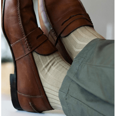 Boardroom Socks - Khaki Pima Cotton Mid Calf