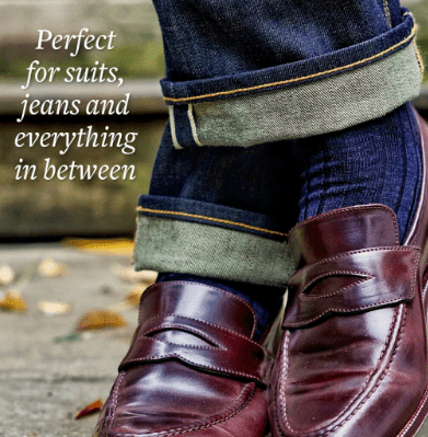 Boardroom Socks - Navy Merino Wool Over the Calf