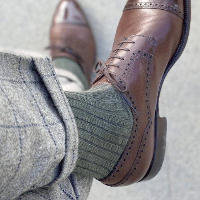 Boardroom Socks - Olive Merino Wool Mid Calf