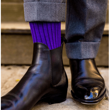 Boardroom Socks - Purple Merino Wool Mid Calf Dress Socks