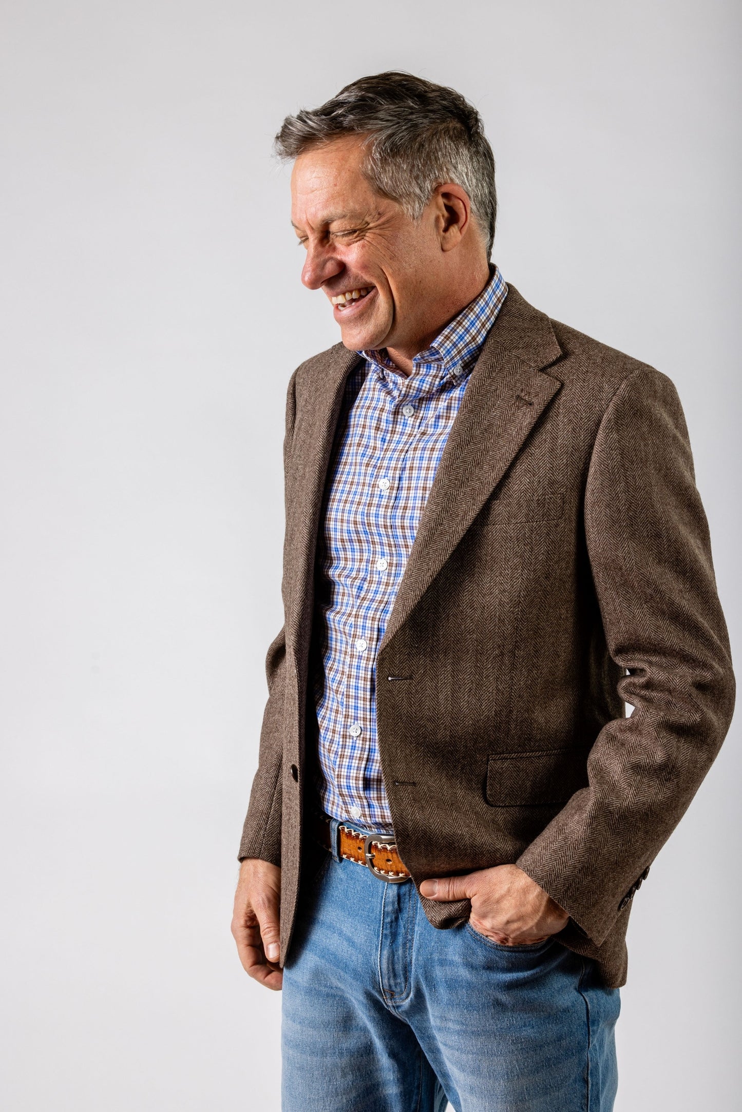 Tan Herringbone Wool Sport Coat