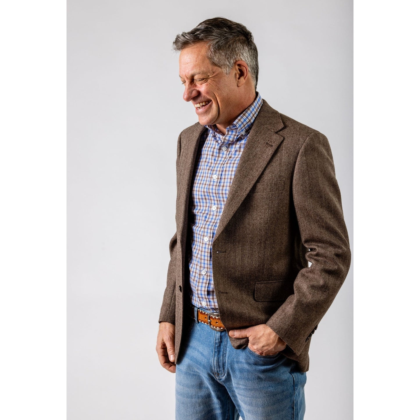 Tan Herringbone Wool Sport Coat