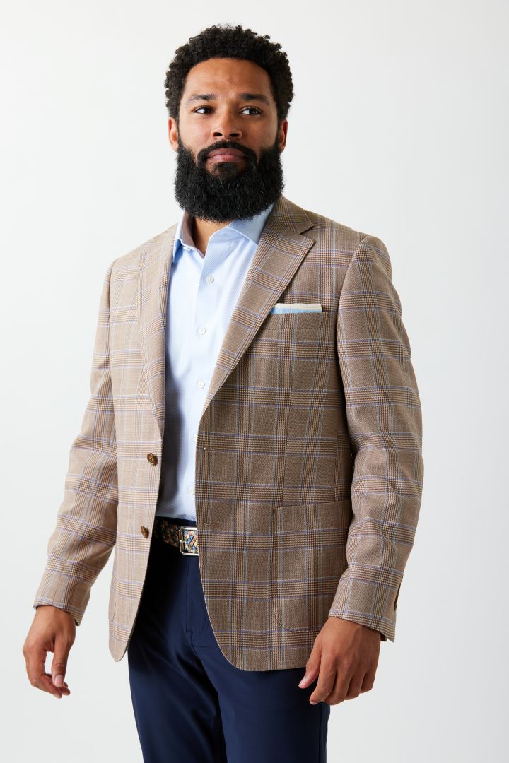 Tan Plaid Wool Sport Coat