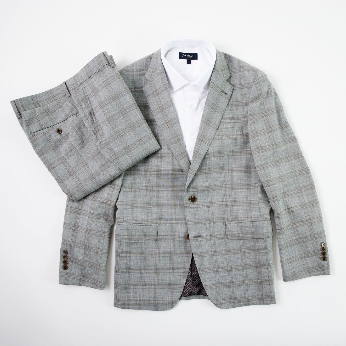 Wool Motion Suit - Taupe Plaid