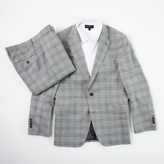 Wool Motion Suit - Taupe Plaid