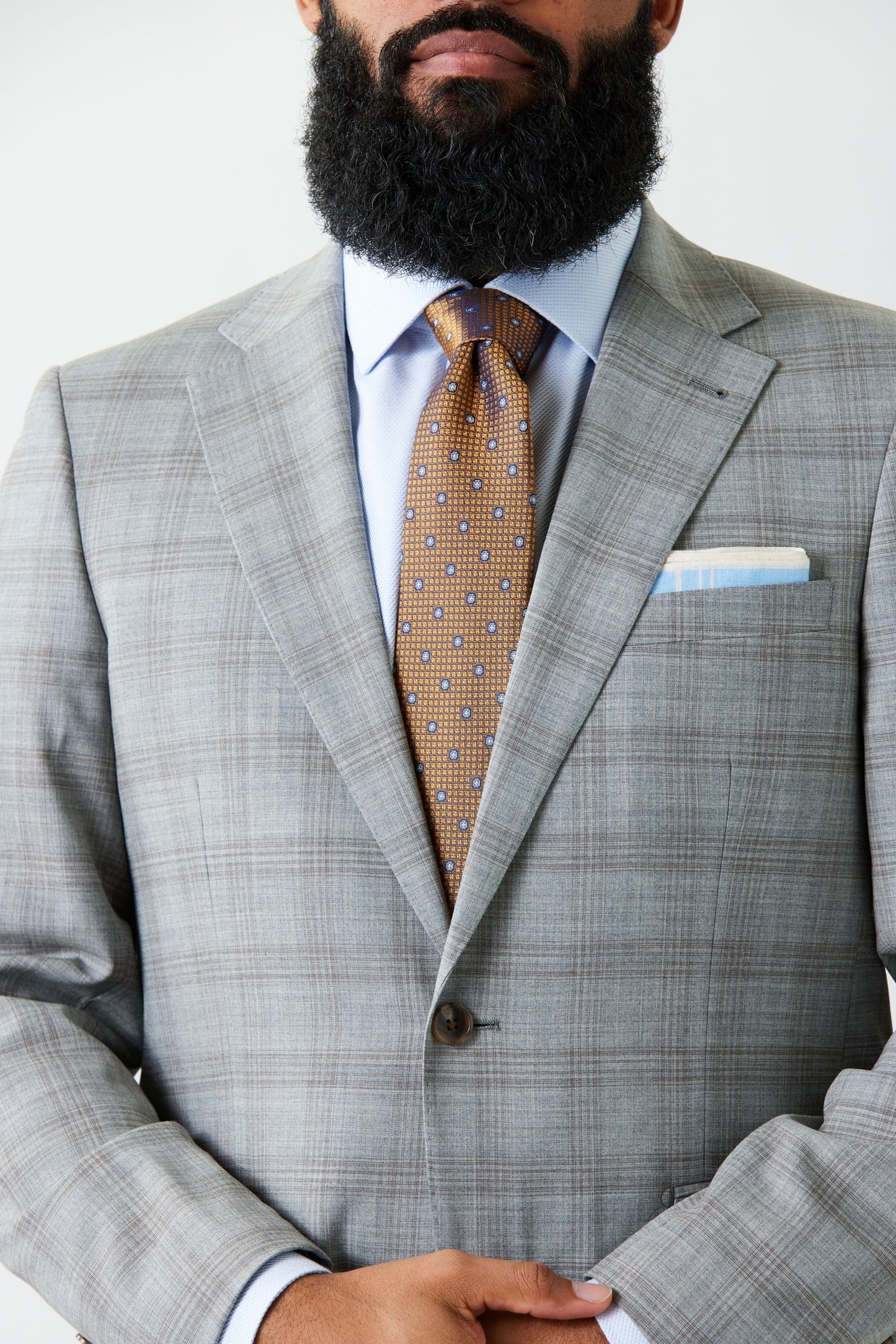 Wool Motion Suit - Taupe Plaid