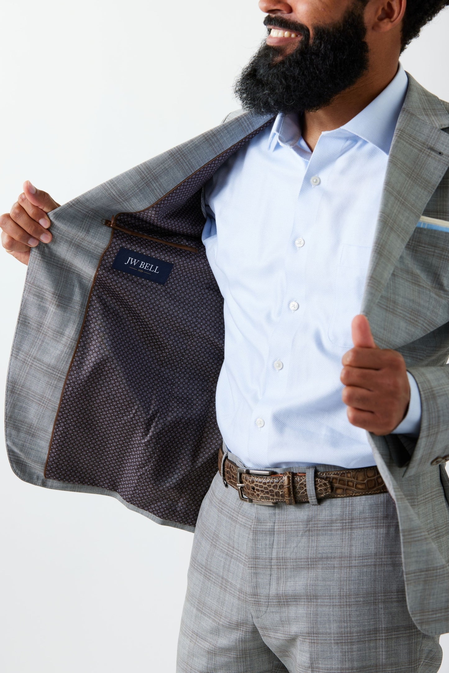 Wool Motion Suit - Taupe Plaid