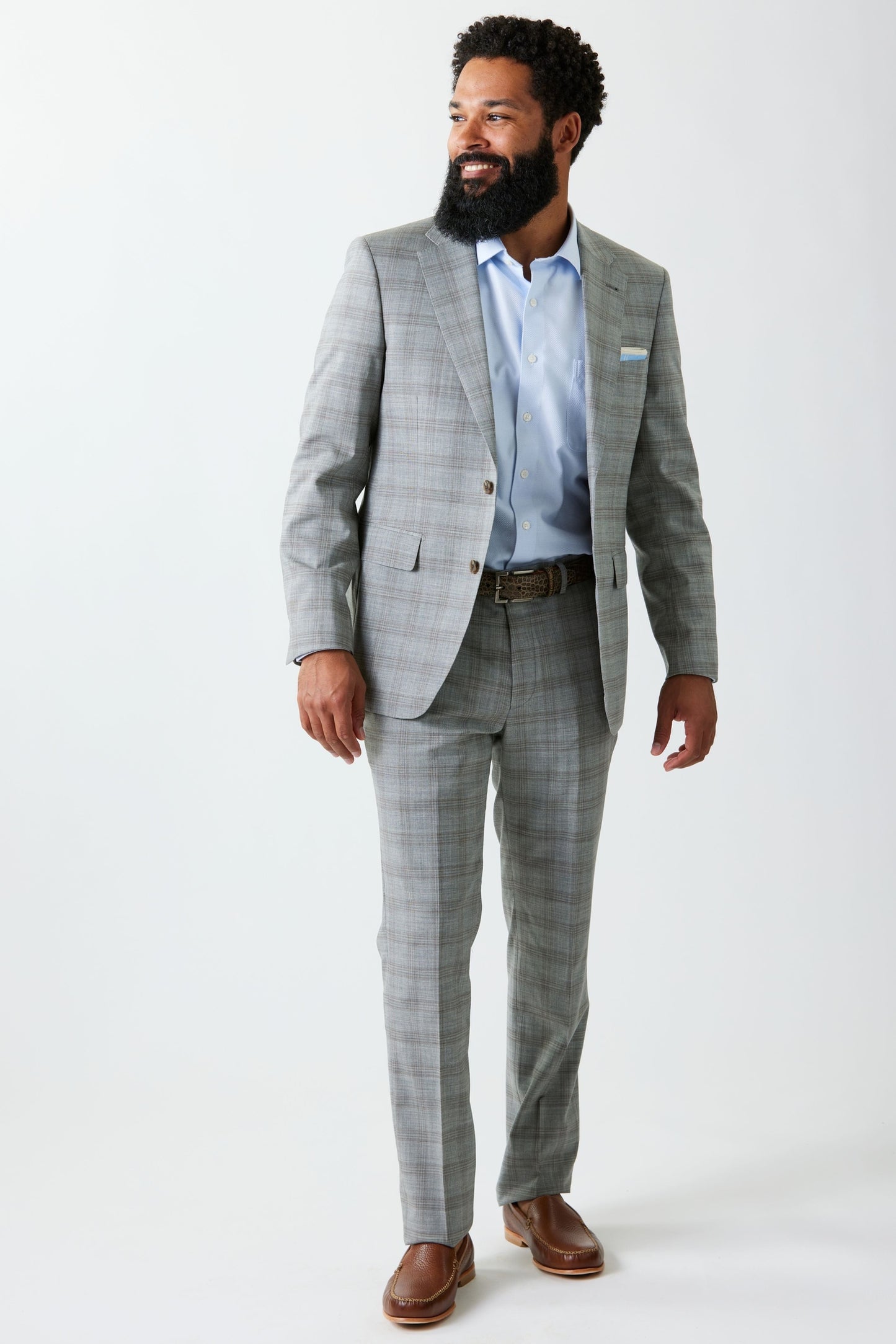 Wool Motion Suit - Taupe Plaid