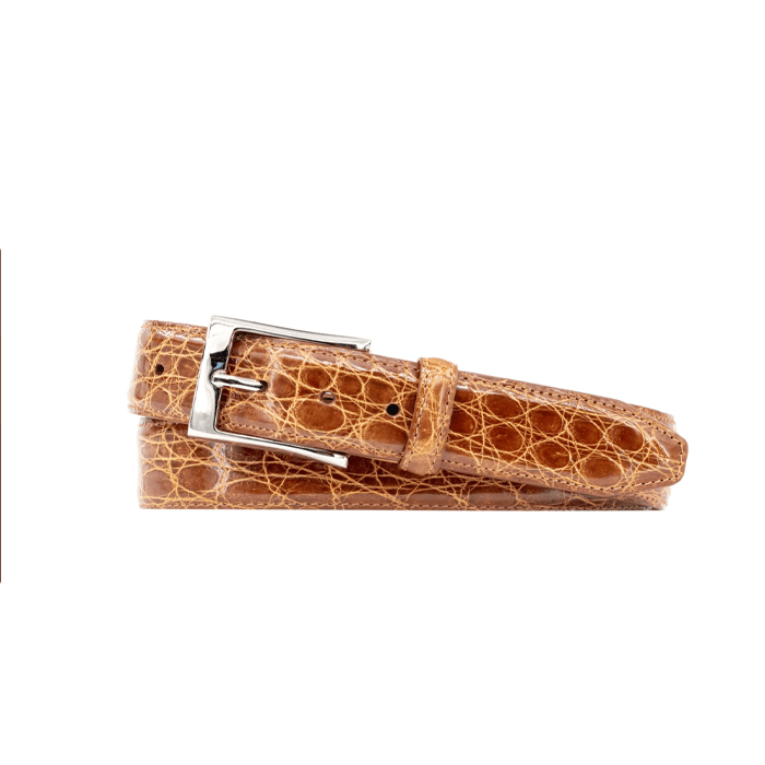 Wallace 2 Buckle Glazed Genuine Freshwater Crocodile Leather Belt by Martin Dingman