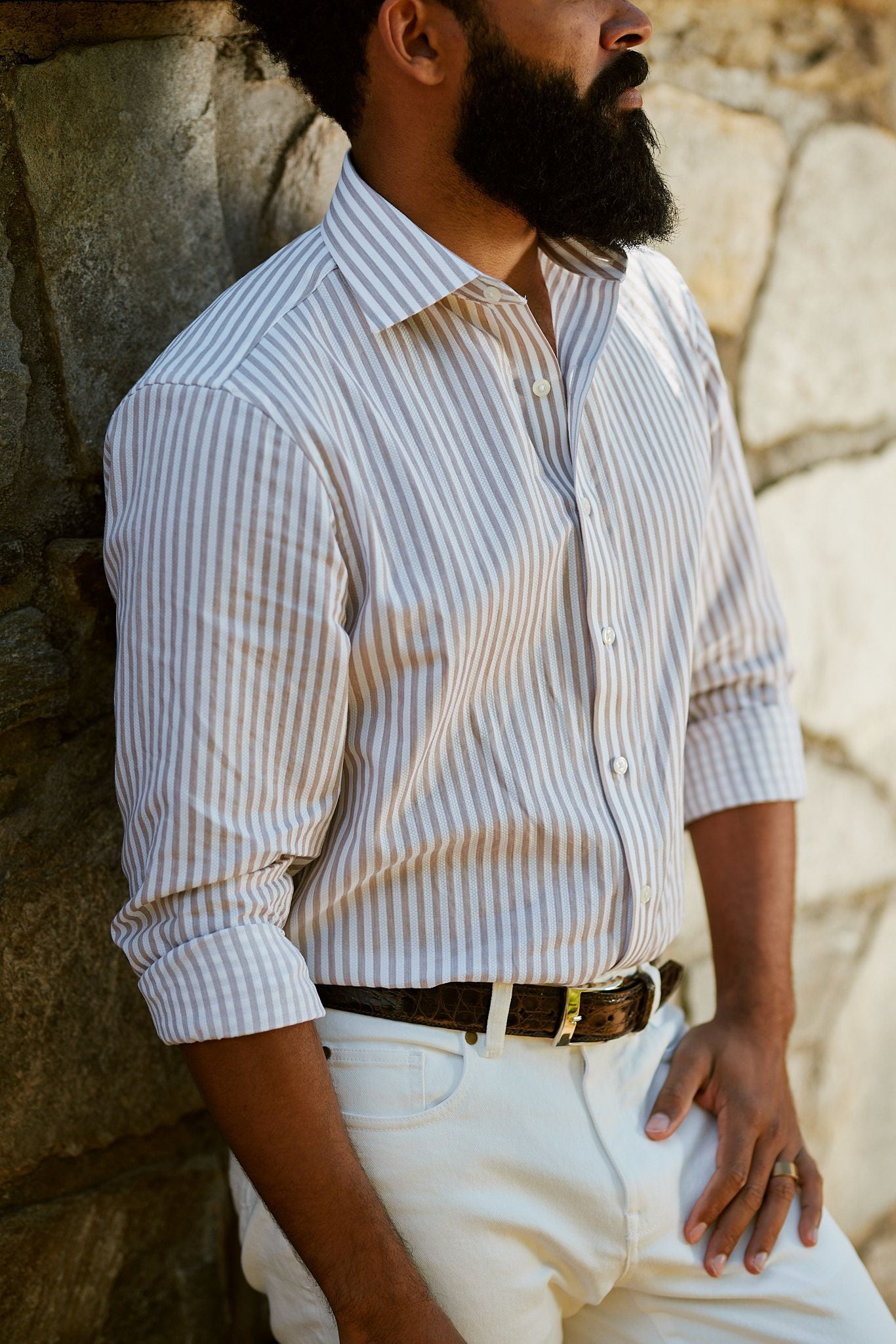 Luxe Cotton Long-Sleeve Spread Collar Sport Shirt