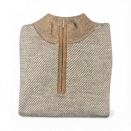 Royal Alpaca 1/2 Zip Mock Diagonal Jacquard Sweater