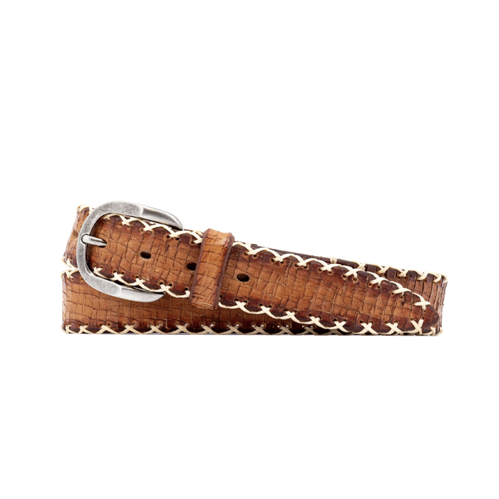 Artisan "X" Cross Cut Italian Bridle Leather Belt by Martin Dingman - Saddle Tan