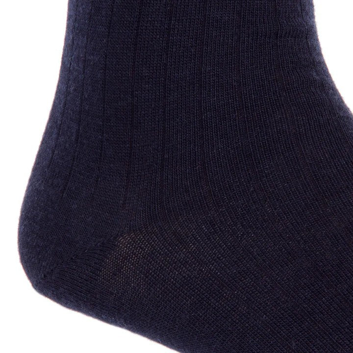 Black Solid Ribbed Merino Wool Sock