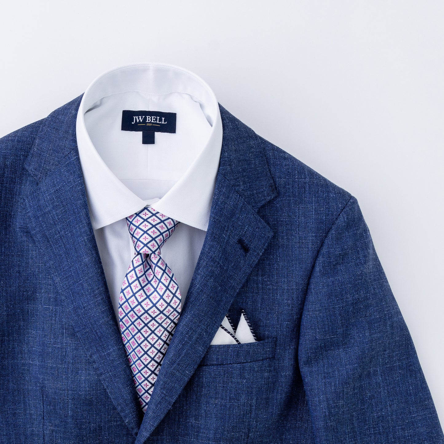 Blue Solid Wool, Silk & Linen Sport Coat