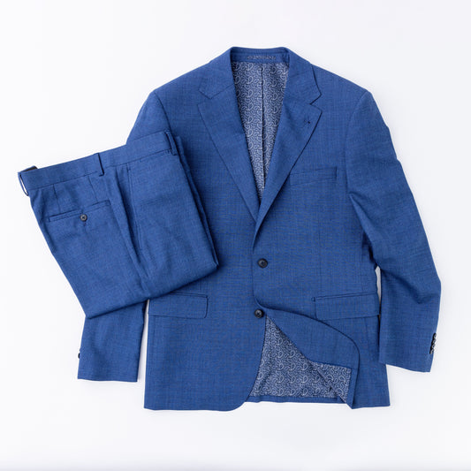 Wool Motion Suit - Blue Herringbone