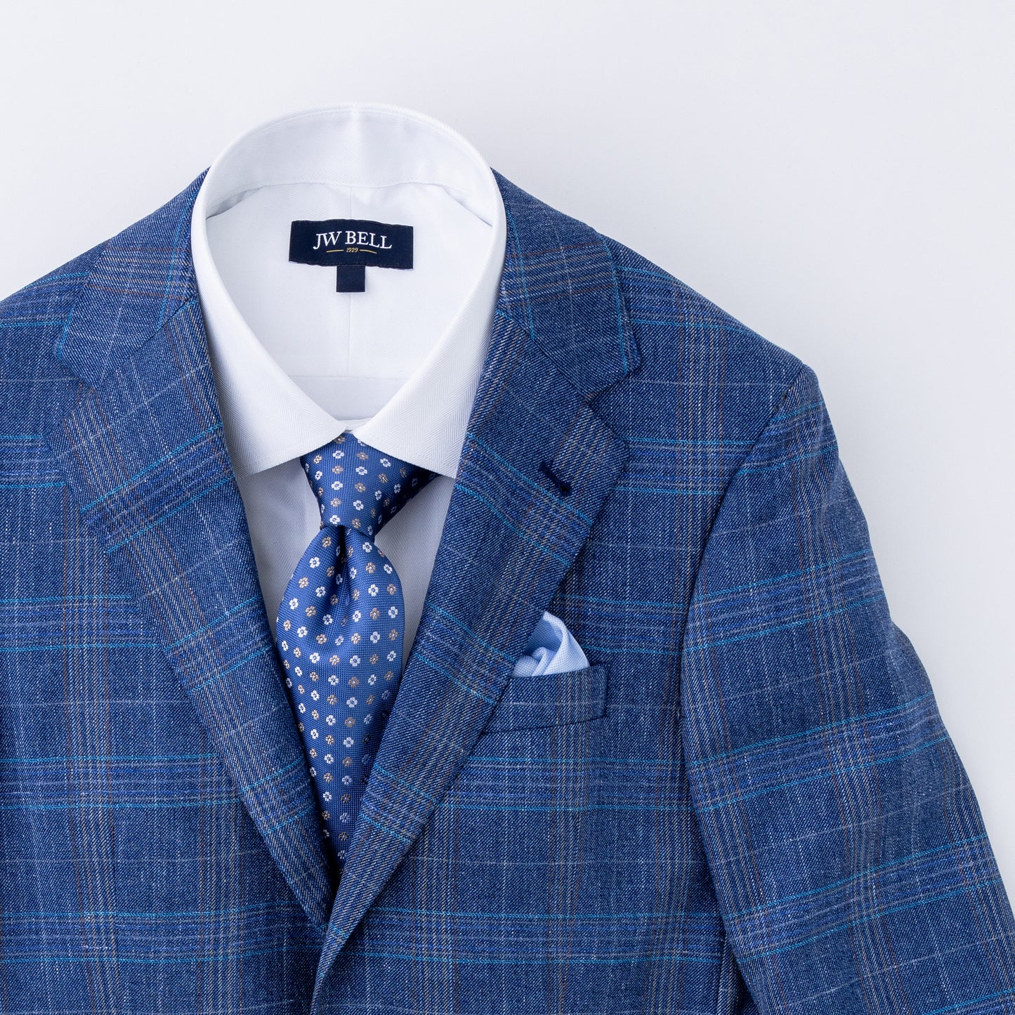 Blue Plaid Wool, Linen & Silk Sport Coat