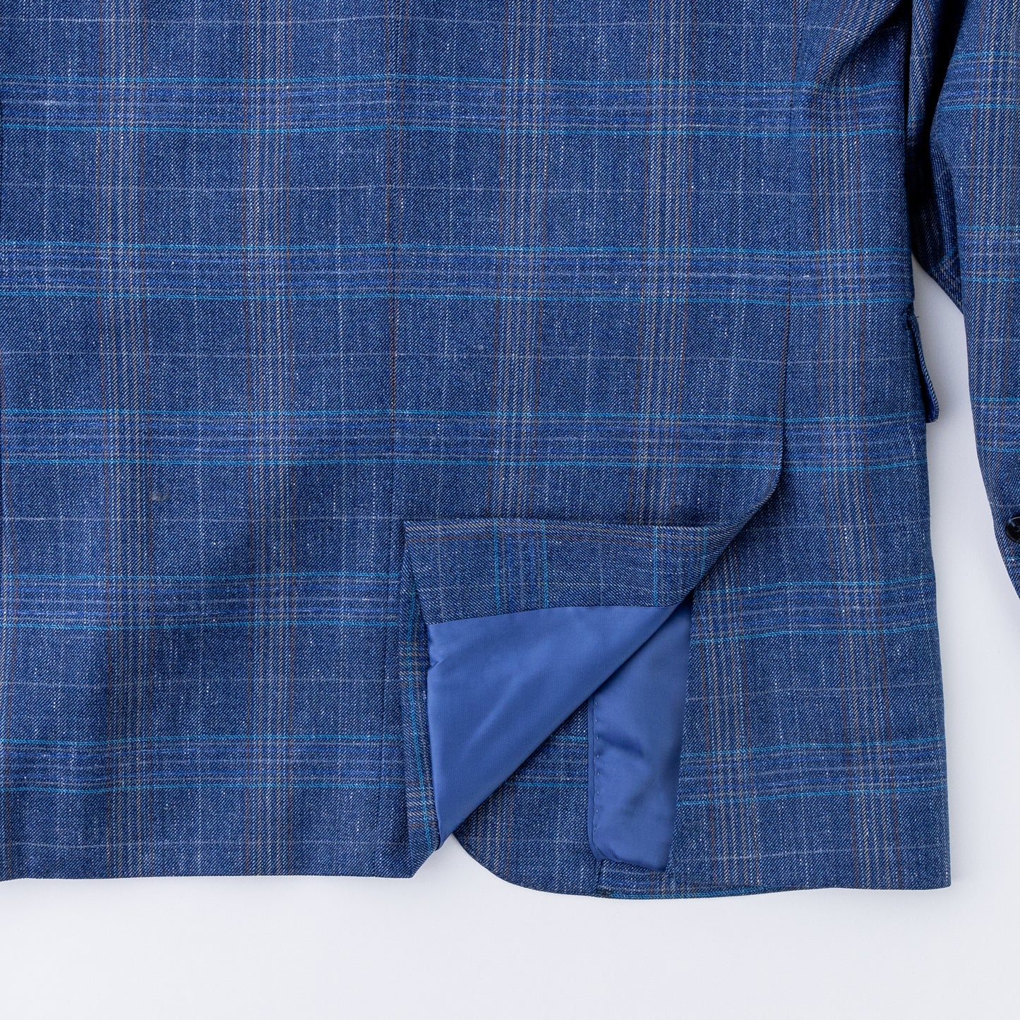 Blue Plaid Wool, Linen & Silk Sport Coat