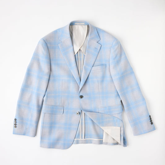 Carlo Barbera Light Blue Plaid Sport Coat