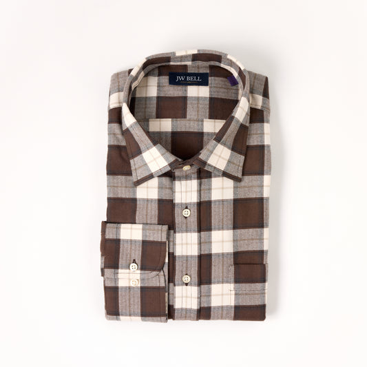 1929 Luxe Cotton Long-Sleeve Sport Shirt Spread Collar