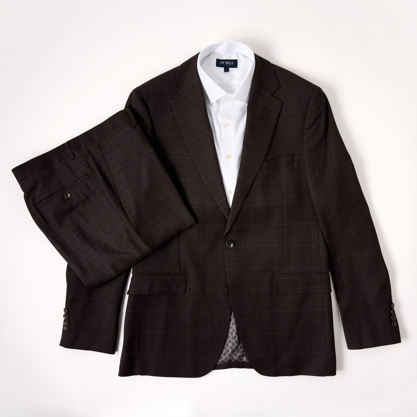 Wool Motion Suit - Brown Windowpane