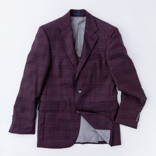 Burgundy Plaid Wool Sport Coat