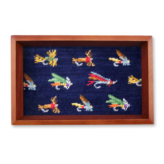 Fishing Flies Needlepoint Valet Tray