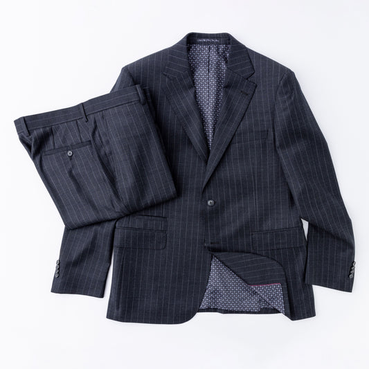 Wool Motion Suit - Grey Pinstripe